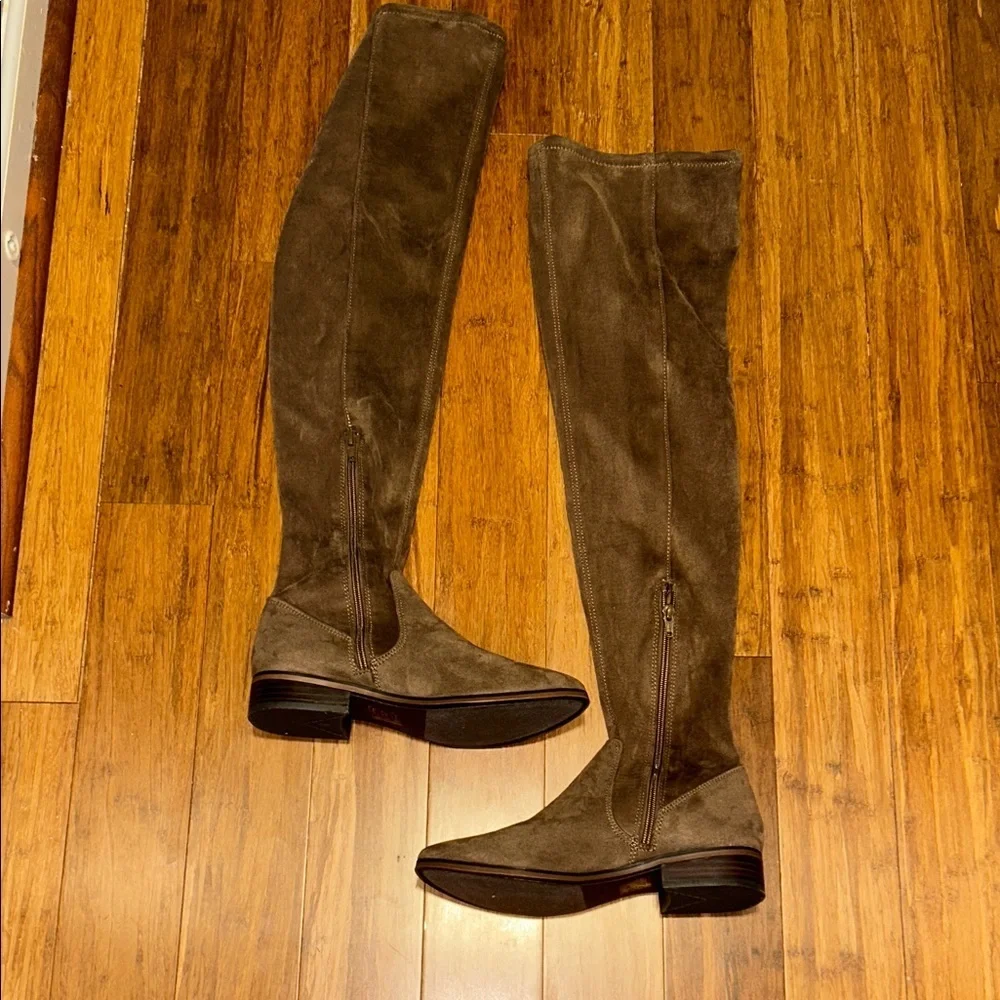 ALDO Taupe Faux Suede Over the Knee Boots Women’s Size 8